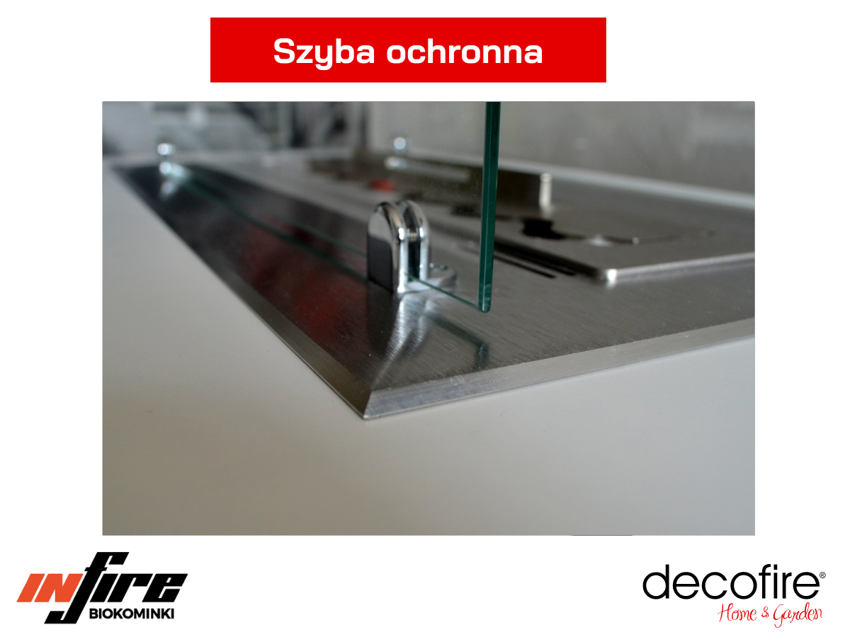 Szyba ochronna w biokominku Infire INSERT 600 INOX