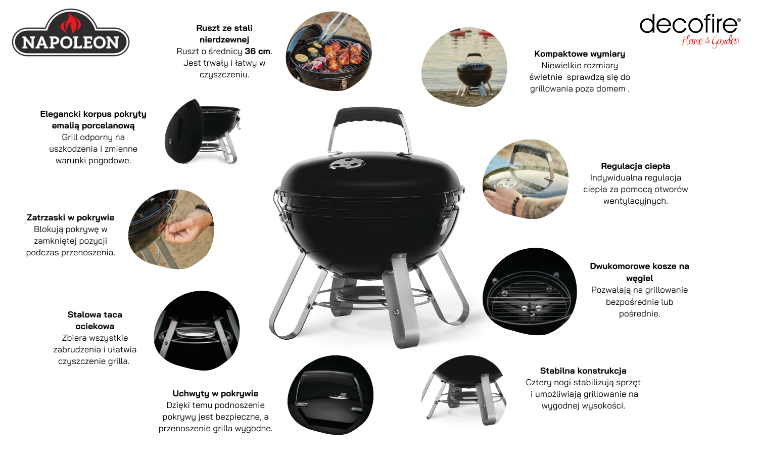 Grill węglowy Napoleon NK14 główne funkcje