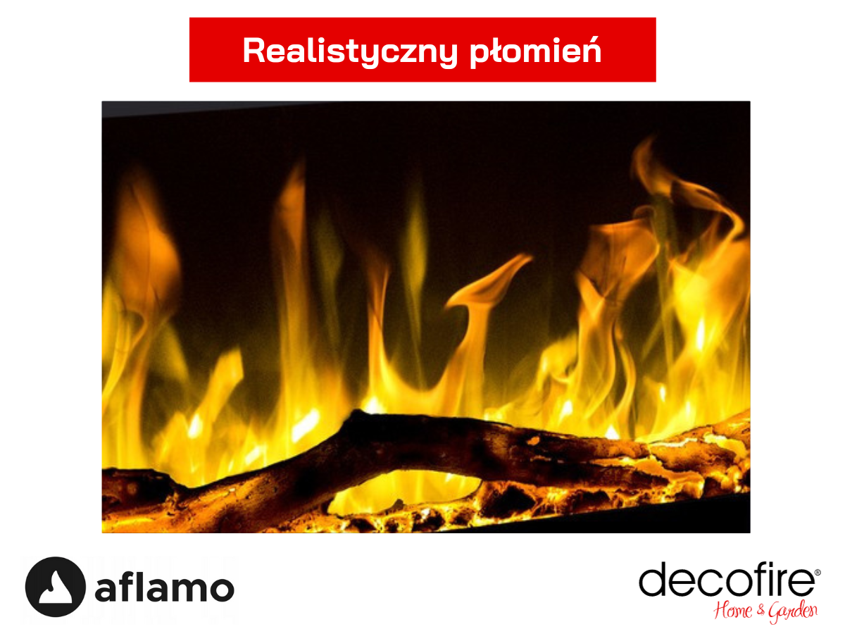 Realistyczny płomień w kominku elektrycznym Aflamo Albion NH