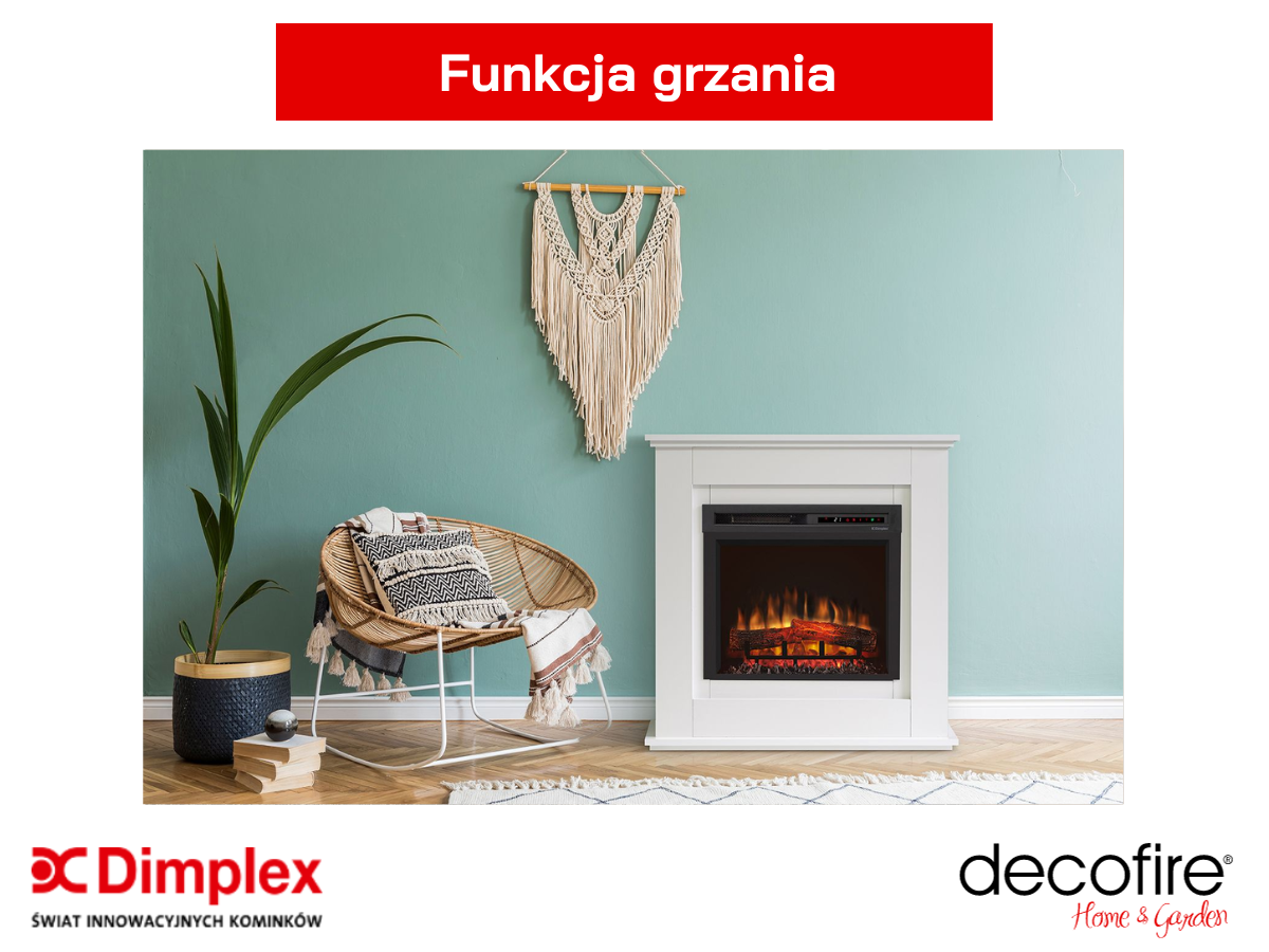 Dimplex kominek elektryczny Asti biały – funkcja grzania