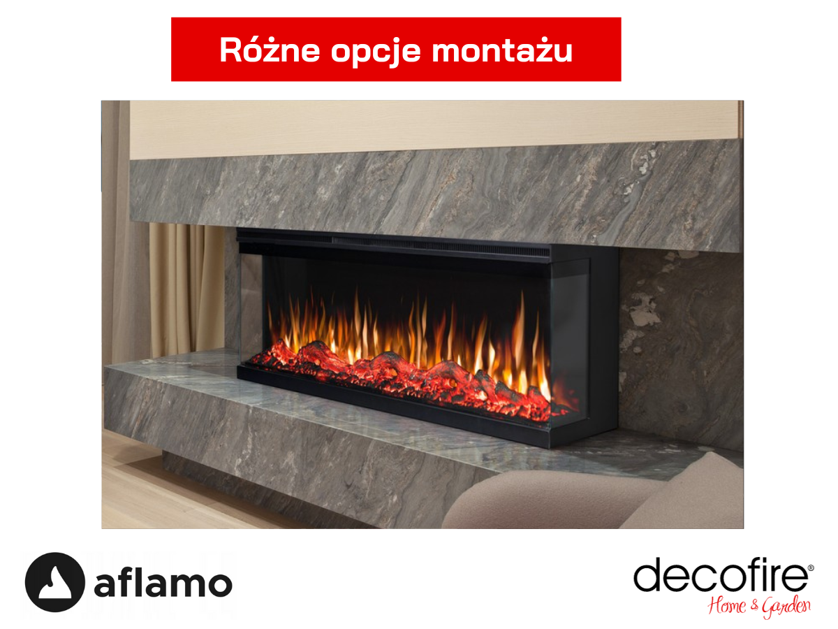 Kominek elektryczny Aflamo Unique różne opcje montażu