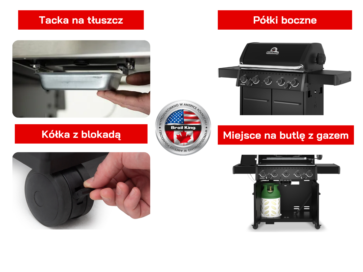 Udogodnienia w grillu gazowym Crown 590 Shadow Broil King 