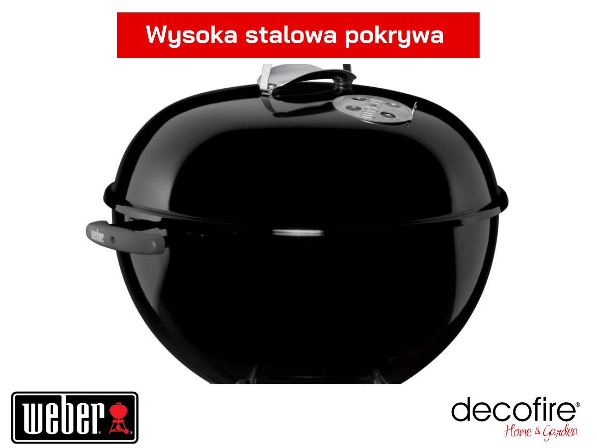 Wysoka stalowa pokrywa grilla Weber Bar-B-Kettle.
