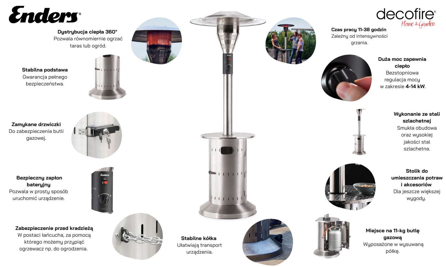Gazowy parasol grzewczy Enders Commercial INOX
