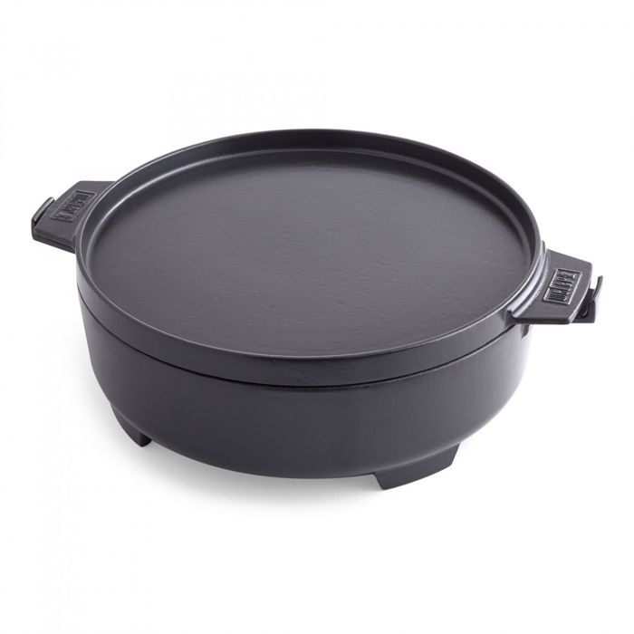 Gourmet BBQ System – Dutch Oven 2 w 1 żeliwny kociołek z żeliwną patelnią Weber (8857)