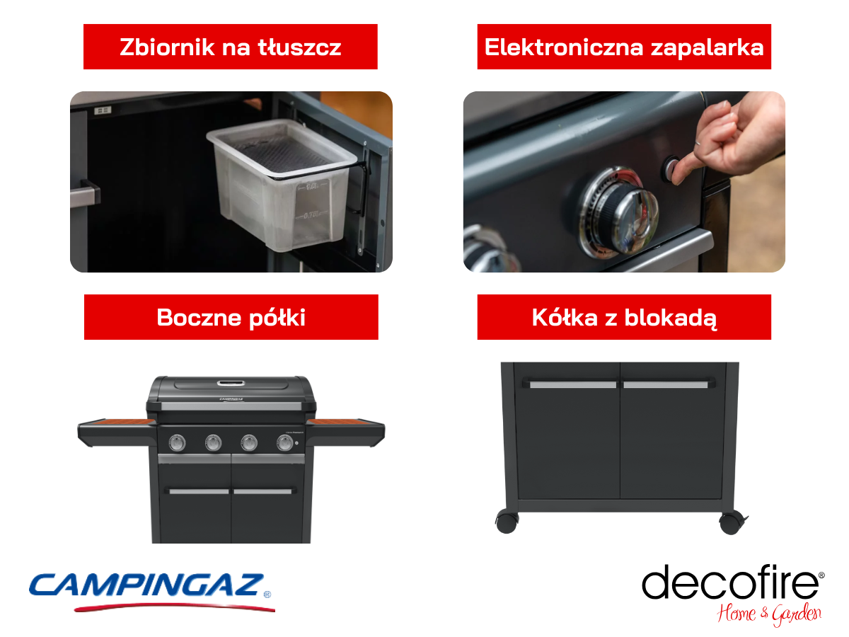 Udogodnienia w grillu gazowym Campingaz Premium Seria 4 W