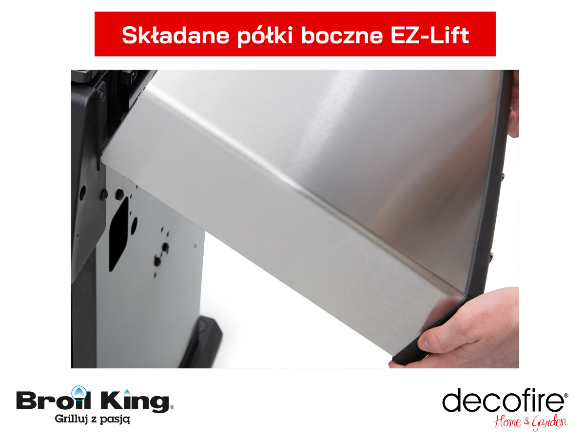 Składane półki boczne EZ-Lift w grillu gaozwym Baron