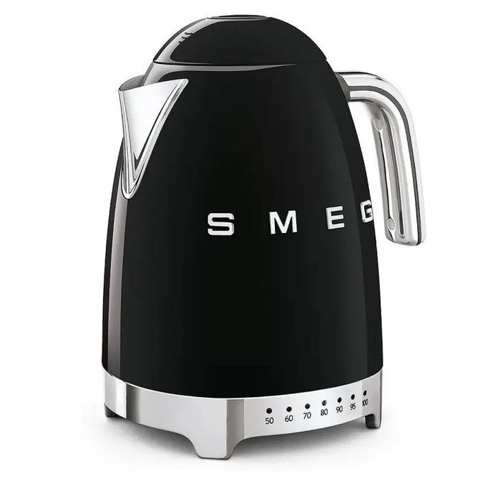Czajnik z regulacją temperatury 1,7L  50's style Czarny Smeg (KLF04BLEU)