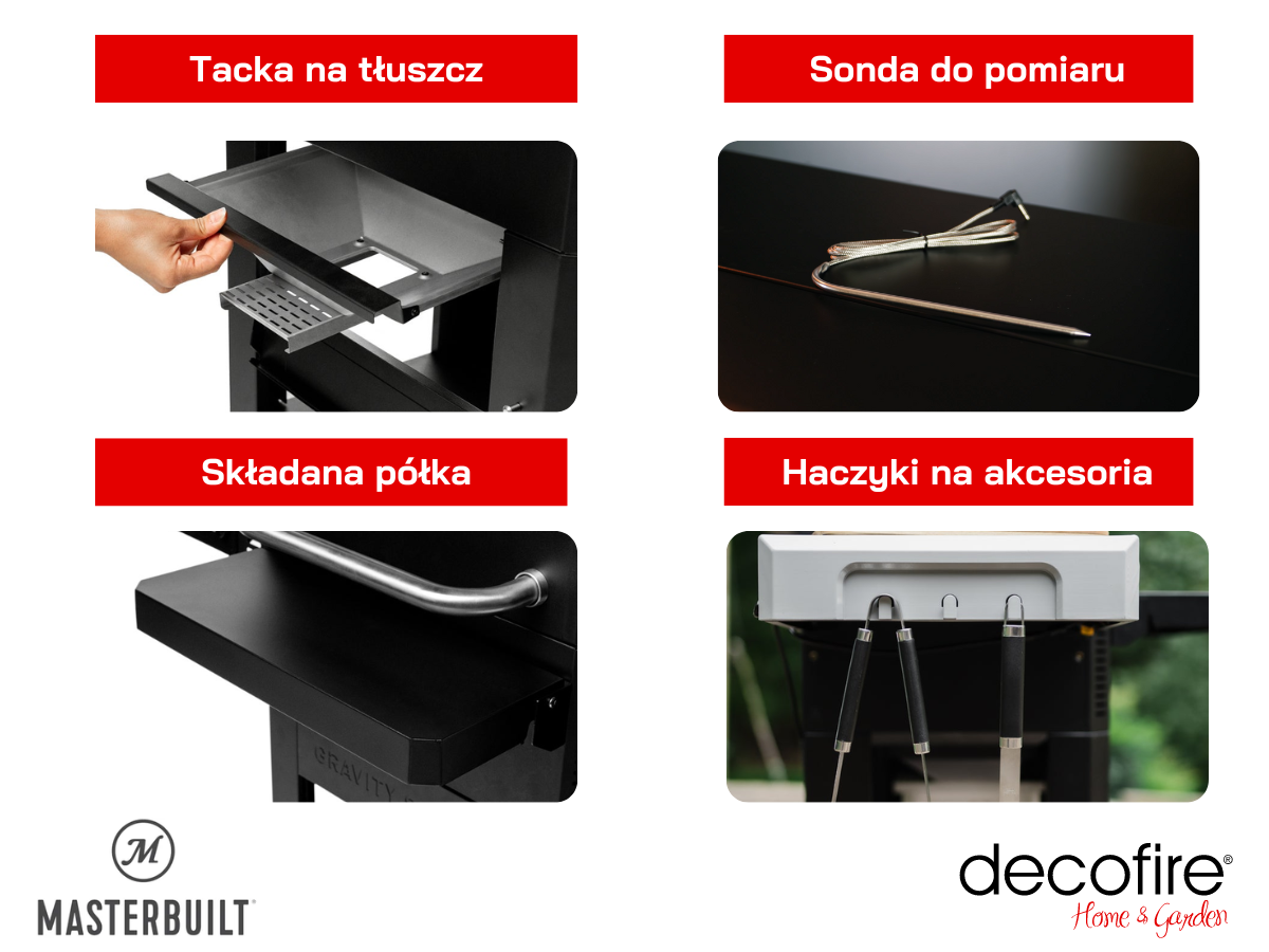 Dodatkowe udogodnienia w grillu cyfrowym i wędzarni Gravity Series 600 Masterbuilt
