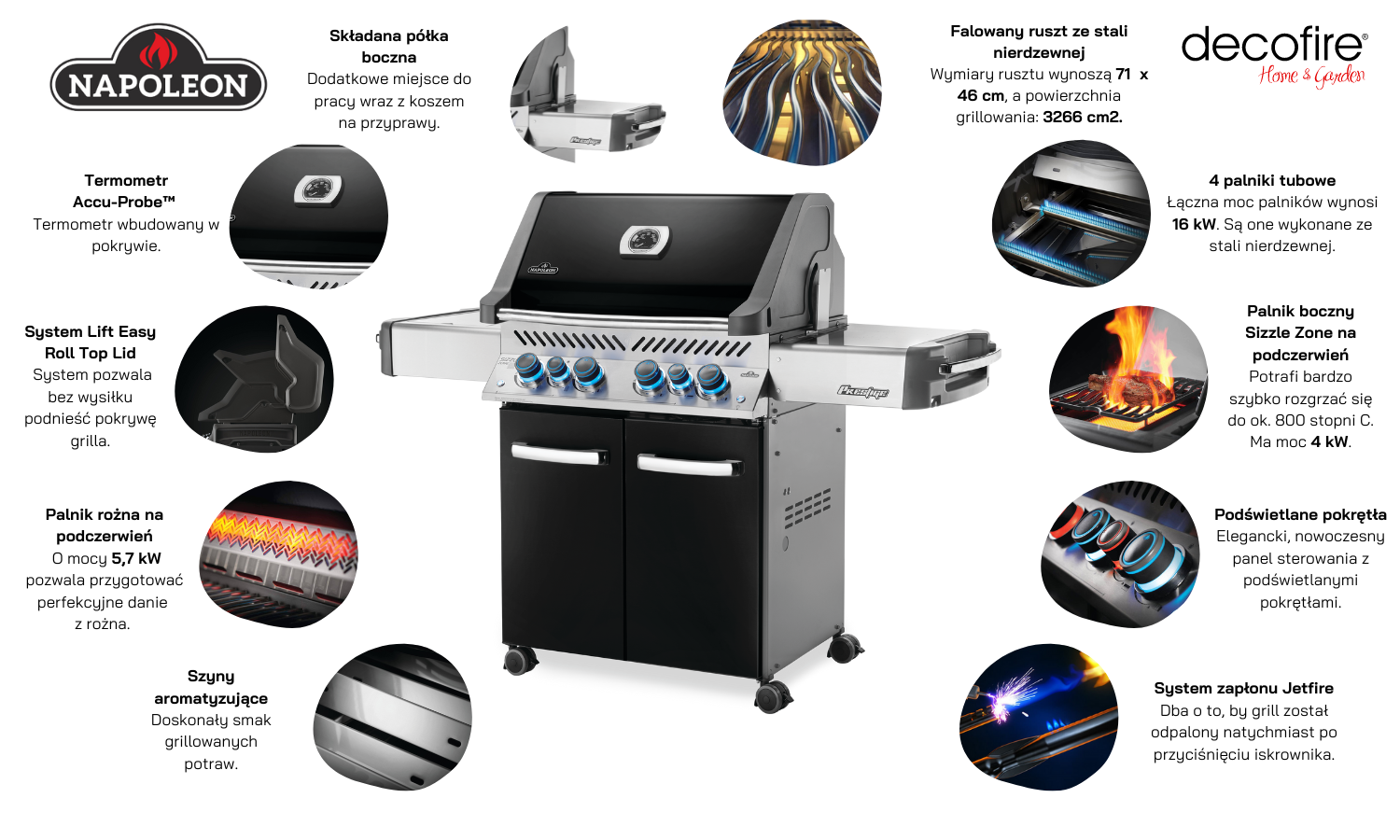 Grill gazowy Napoleon Prestige P500-3 RSIB funkcje