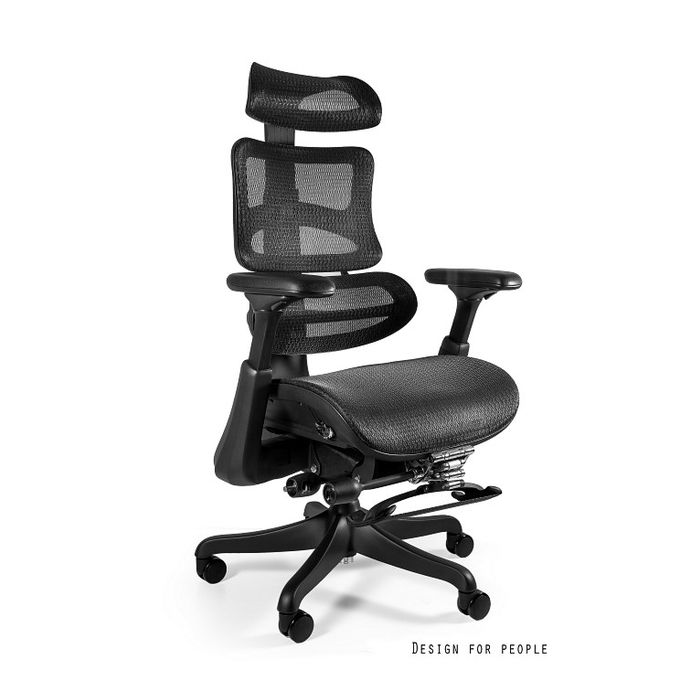 UNIQUE Fotel biurowy ERGOTHRONE czarny z podnóżkiem (CM-B37A-3-B37)