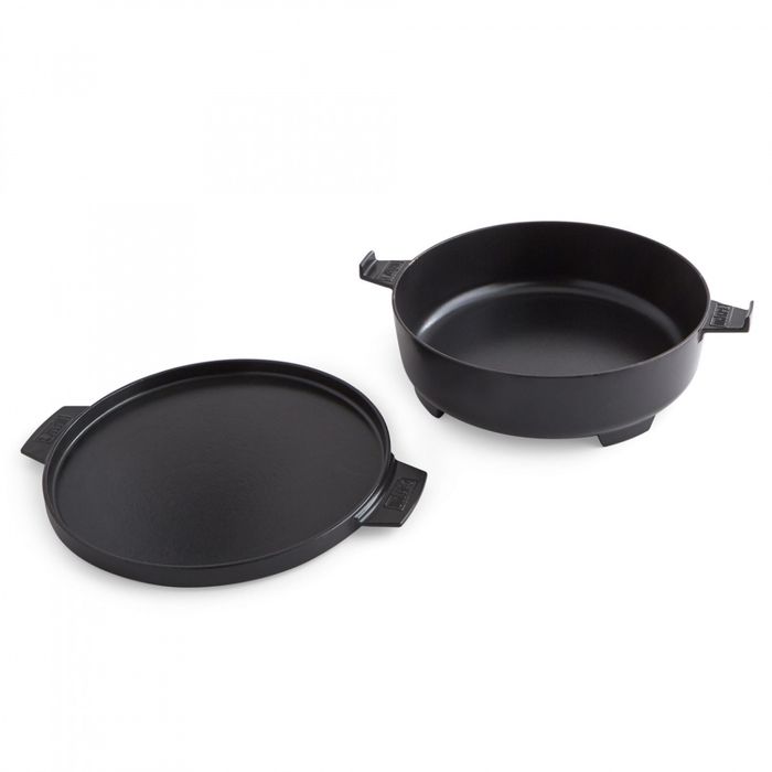 Gourmet BBQ System – Dutch Oven 2 w 1 żeliwny kociołek z żeliwną patelnią Weber (8857)