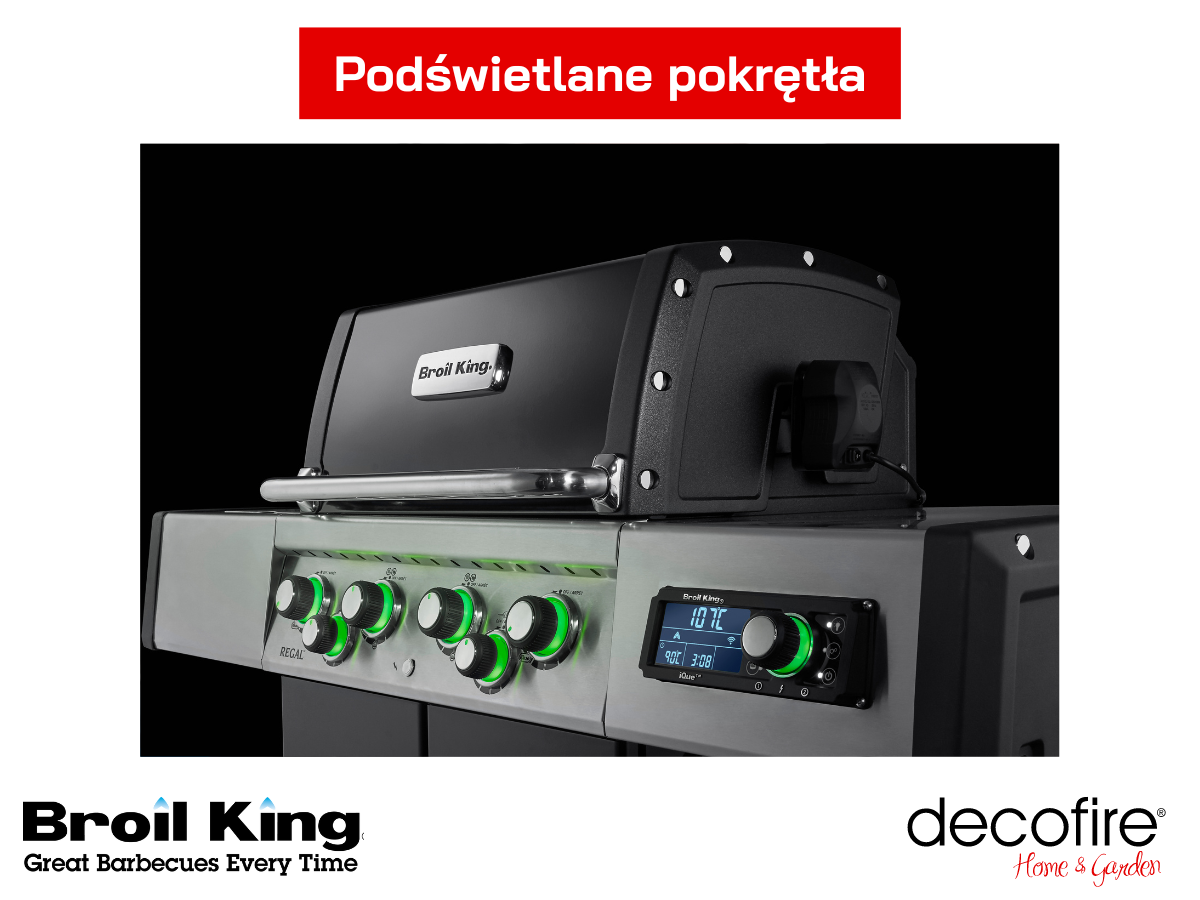 Grill gazowy Broil King Regal Q 490 z podświetlanymi pokrętłami