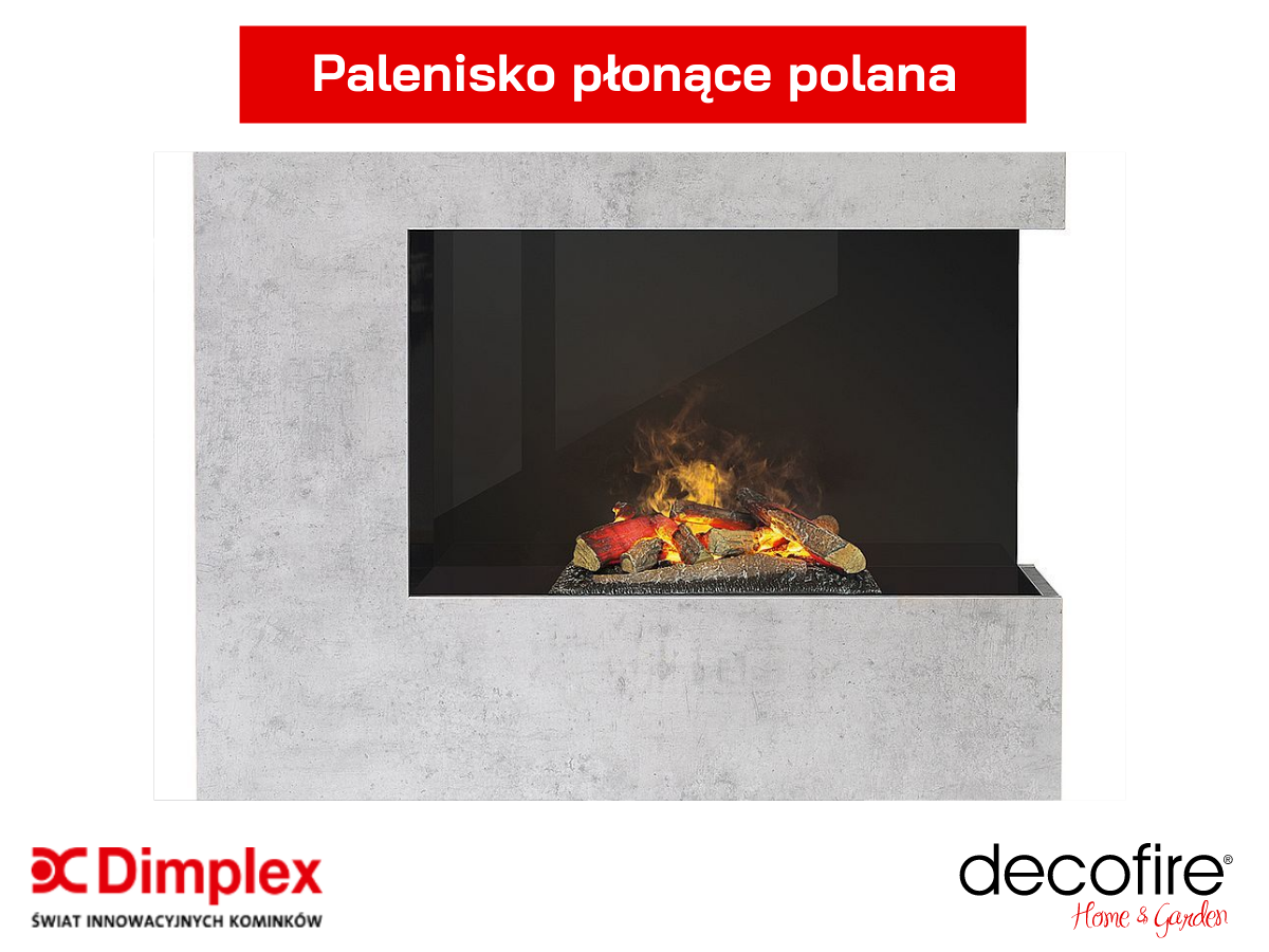 Palenisko płonące polana w kominku elektrycznym Dimplex 3D Zen Beton