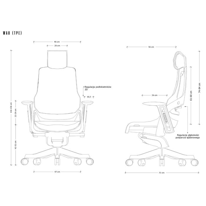 UNIQUE Fotel biurowy WAU biały elastomer szary (W-609-W-TPE8)
