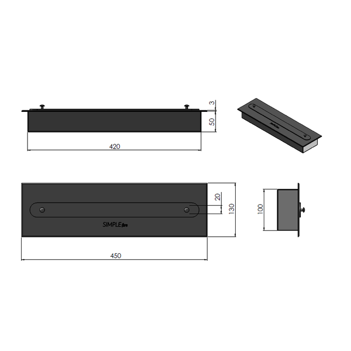 Biokominek narożny Simple Fire CORNER 600L lewy