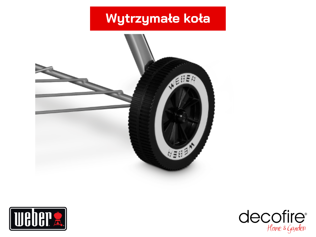 Wytrzymałe koła i stabilna konstrukcja.