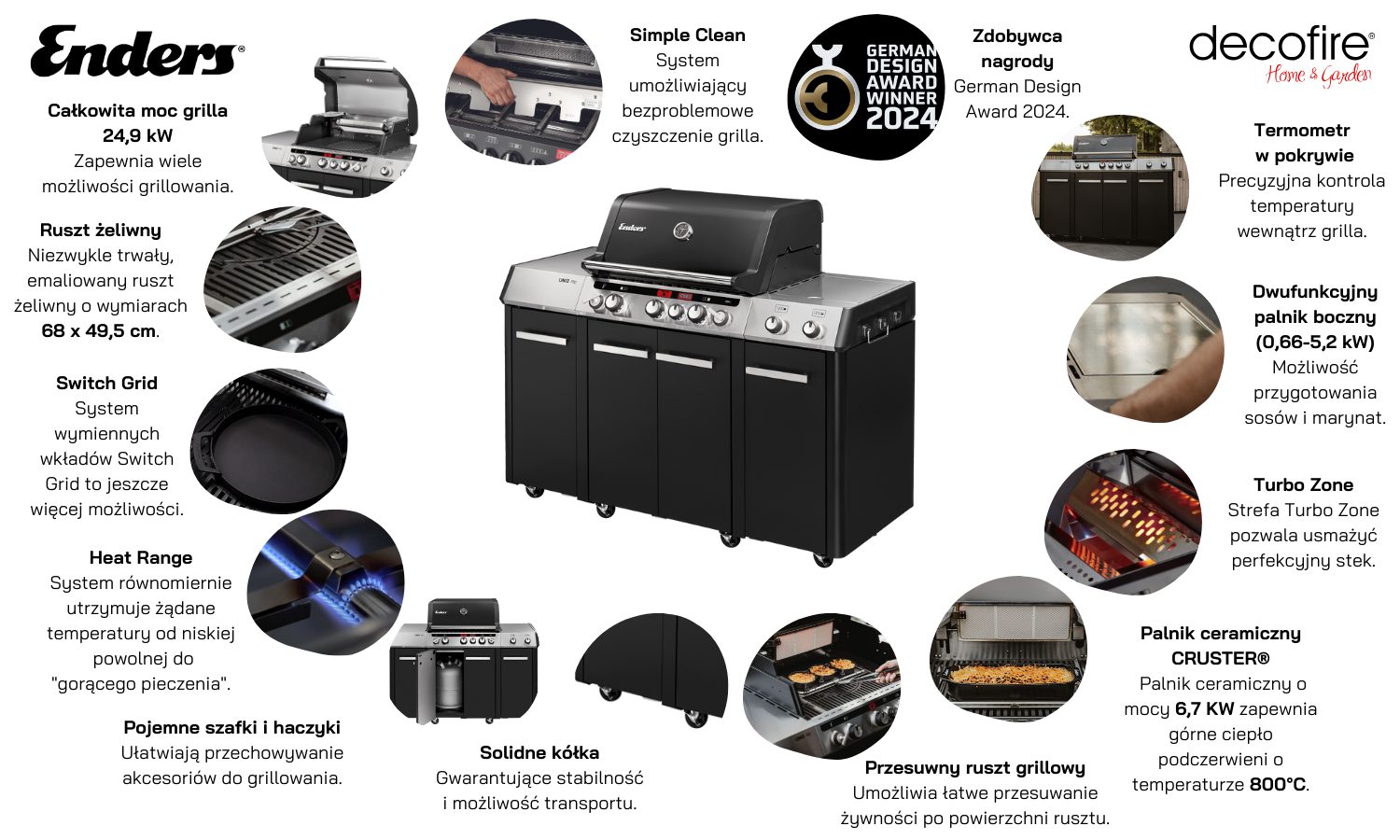 Grill gazowy Enders UNIQ – PRO 3 IK Kitchen Cruster (8934)