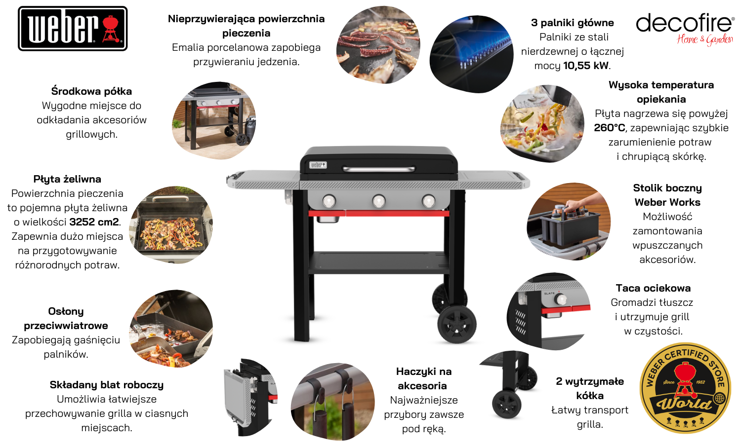 Płyta grill gazowy Weber SLATE GPD 71 cm Premium Griddle cechy