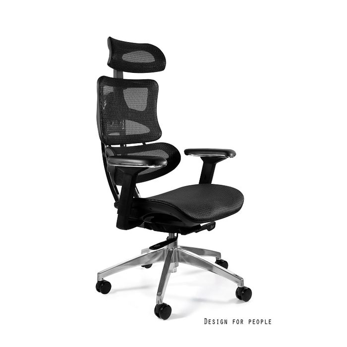 UNIQUE Fotel biurowy ERGOTECH chrome frame czarny (CM-B137A)