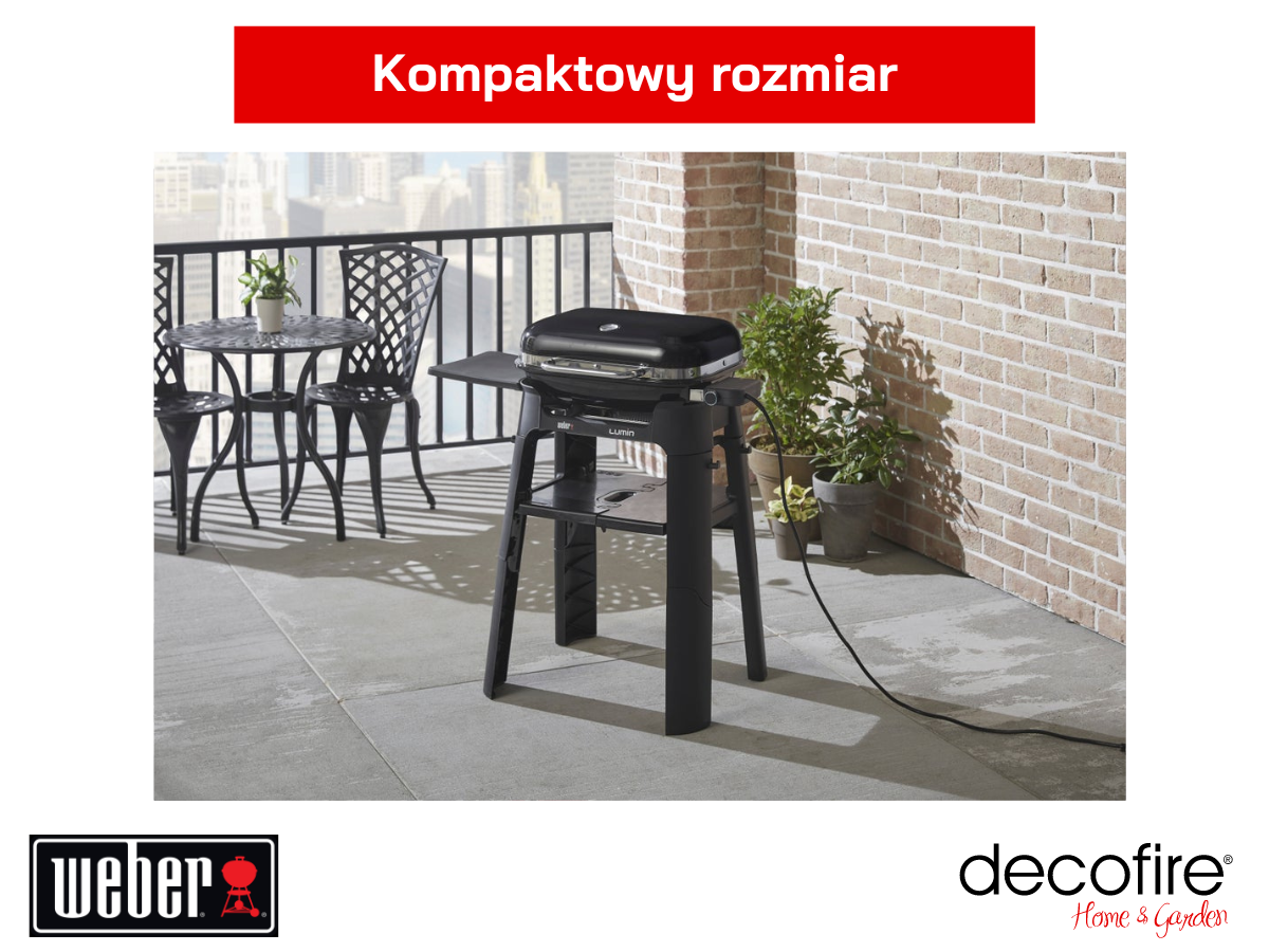 Kompaktowy grill elektryczny Weber Lumin czarny ze stojakiem