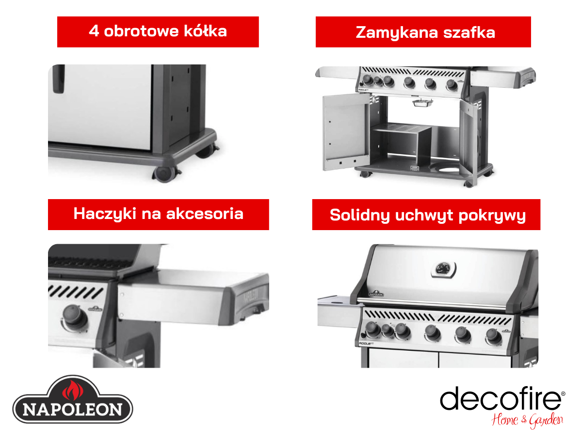Dodatkowe ugodonienia grilla gazowego Napoleon Rogue XT 625 SIB Stainless Steel
