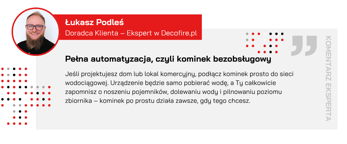Cytat eksperta o bezpośrednim podpięciu kominka do sieci wodociągowej