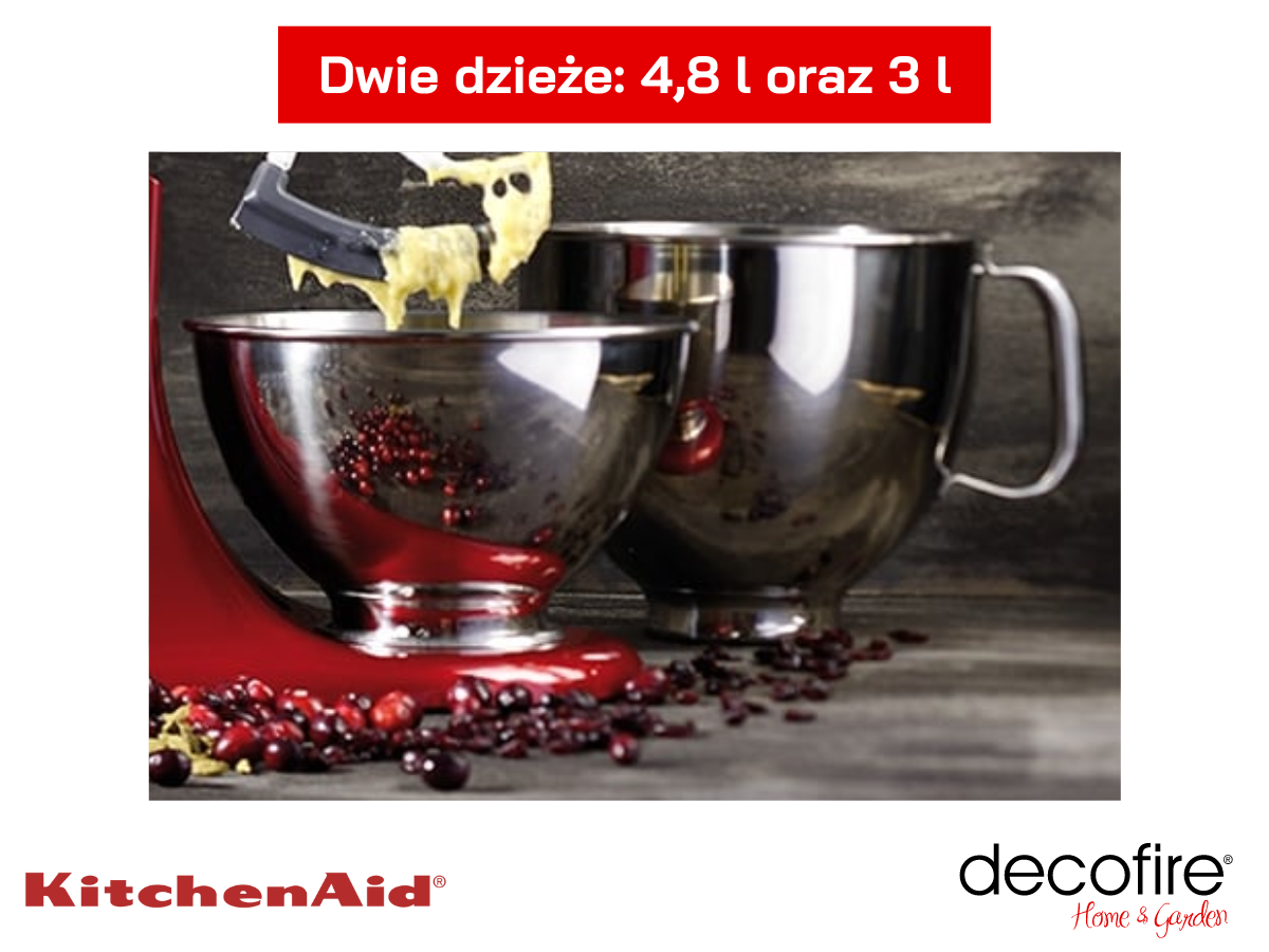 Dwie dzieże w zestawie z mikserem o pojemności 4,8 l i 3 l.