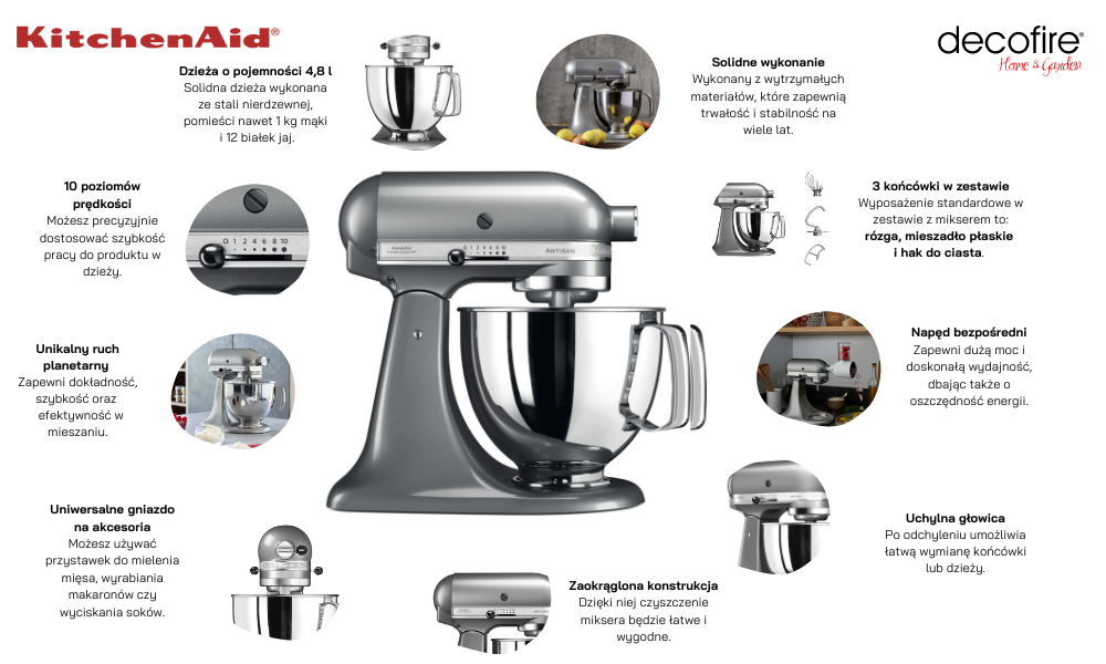 Mikser Artisan 5 Contour Silver 4,8 l KitchenAid