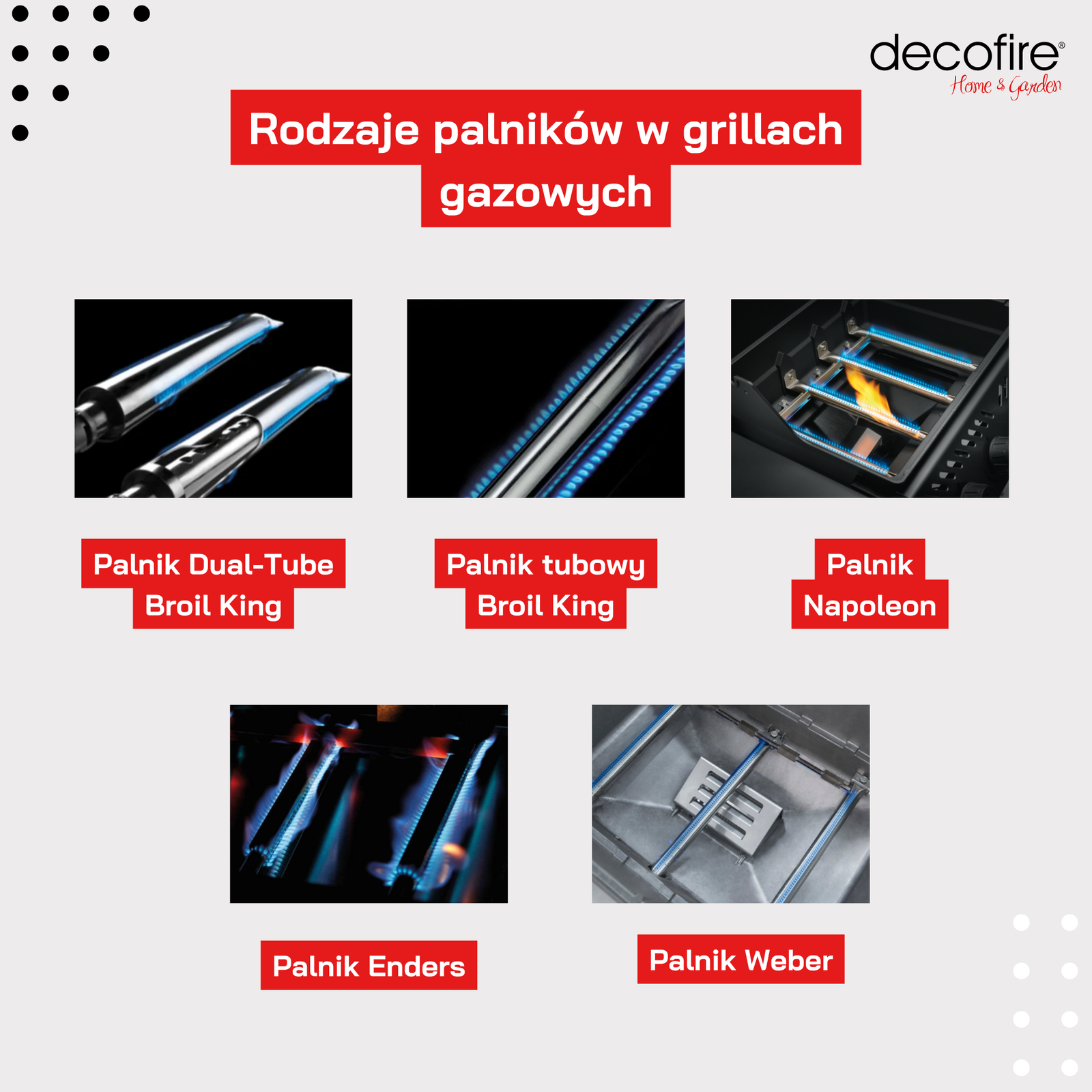 Rodzaje palników w grillach gazowych