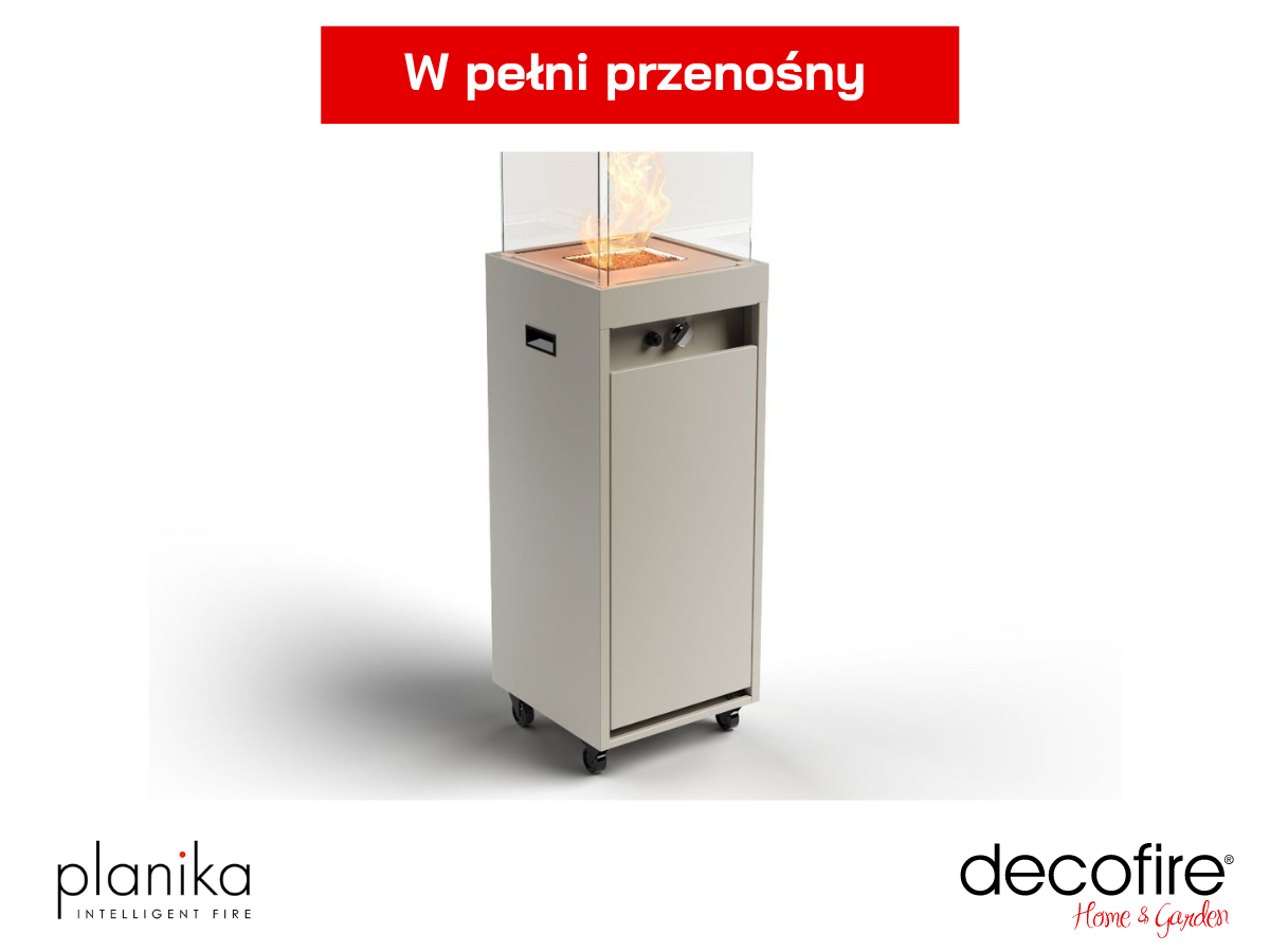 W pełni przenośny kominek gazowy Faro Silk Grey Planika