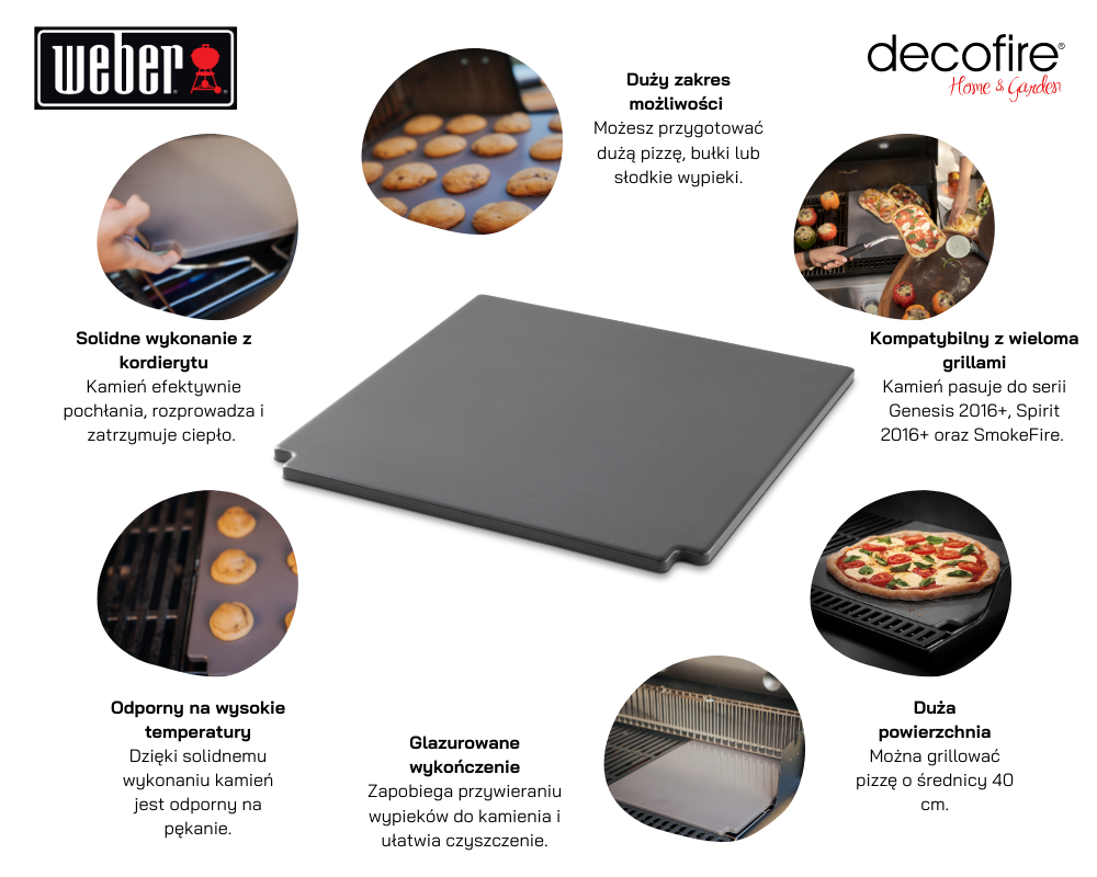 Glazurowany kamień do pieczenia pizzy Weber CRAFTED główne cechy