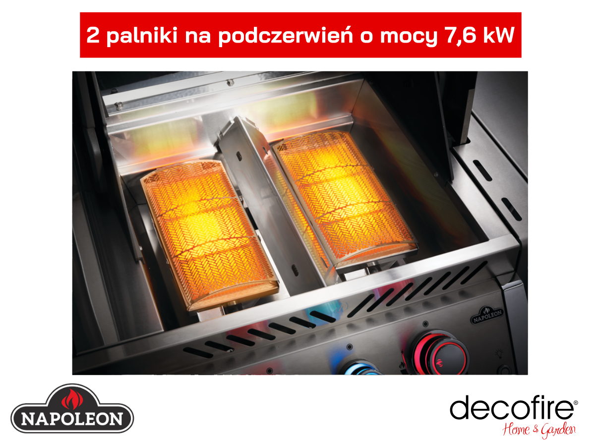 Dwa palniki na podczerwień w grillu Napoleon Prestige PRO 825 RSBI-3