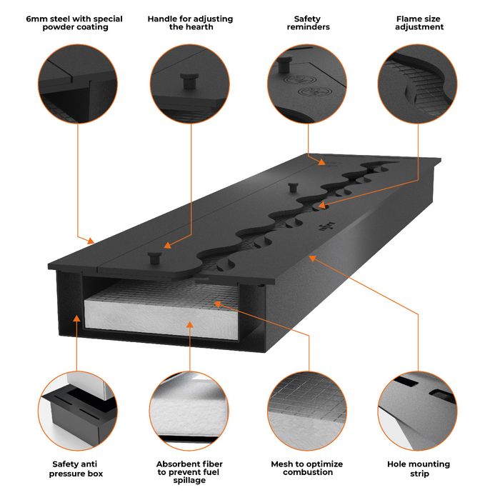 Palnik do zabudowy Infire Black Burner 1200 Slim Line