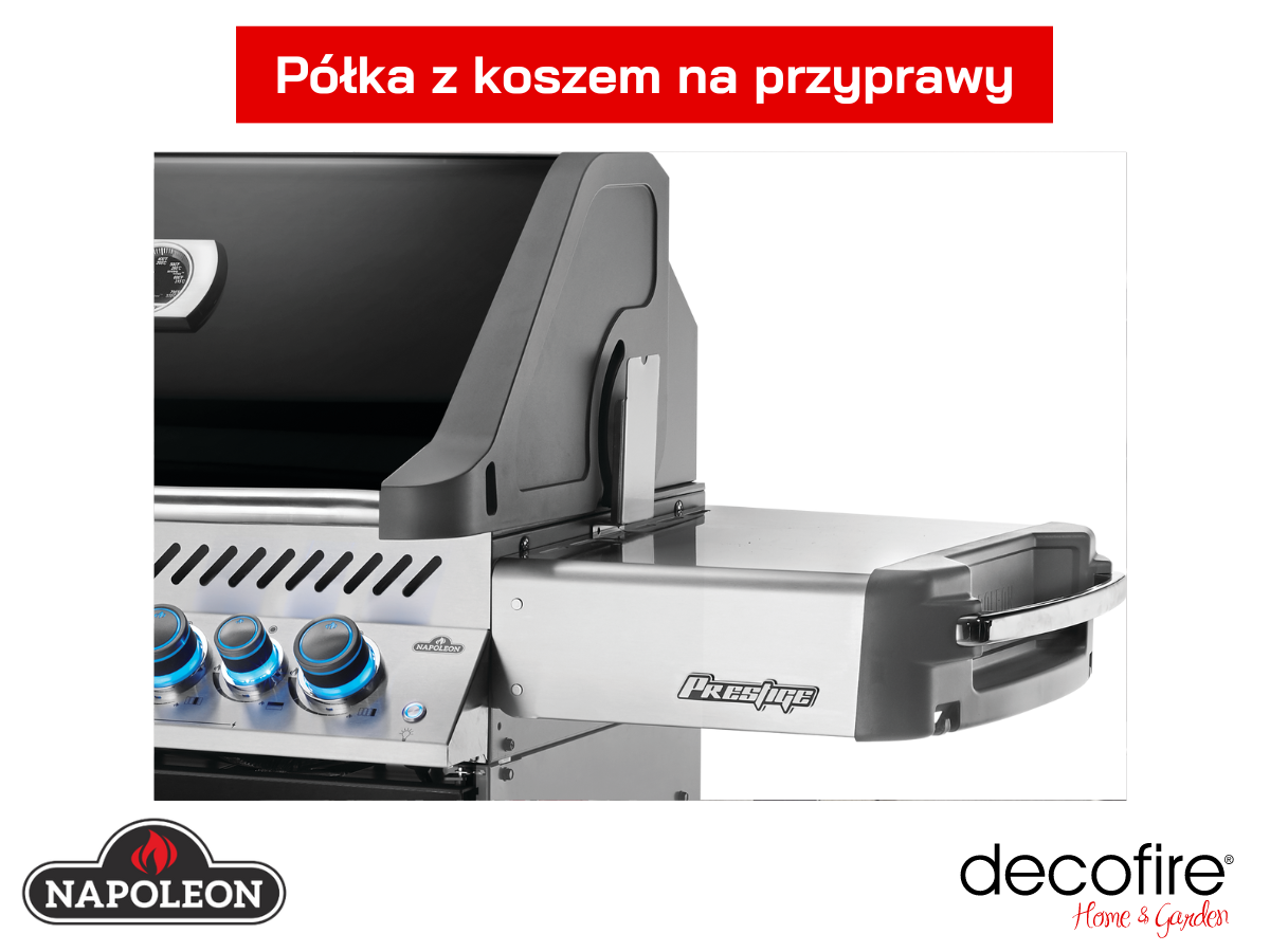 Grill gazowy Napoleon Prestige 665 RSIB Black półka z koszem na przyprawy
