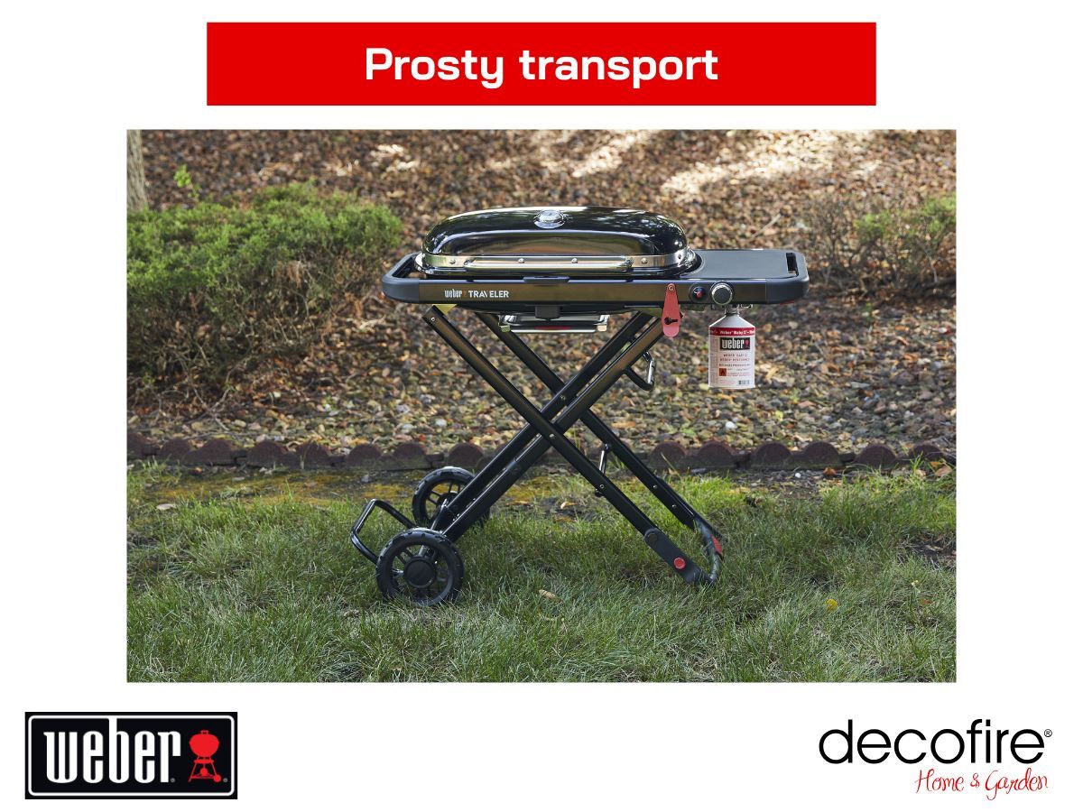 Zintegrowany wózek z kółkami ułatwiającymi transport w grillu gazowym Weber Traveler