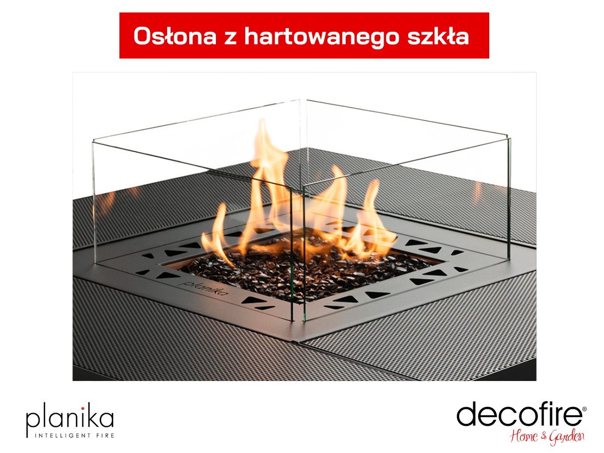 Osłona ze szkła w kominku Planika Square Table Planika 