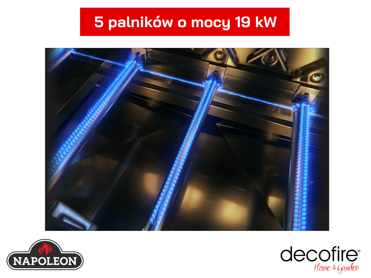 5 palników w grillu Napoleon Prestige PRO 665 RSIB