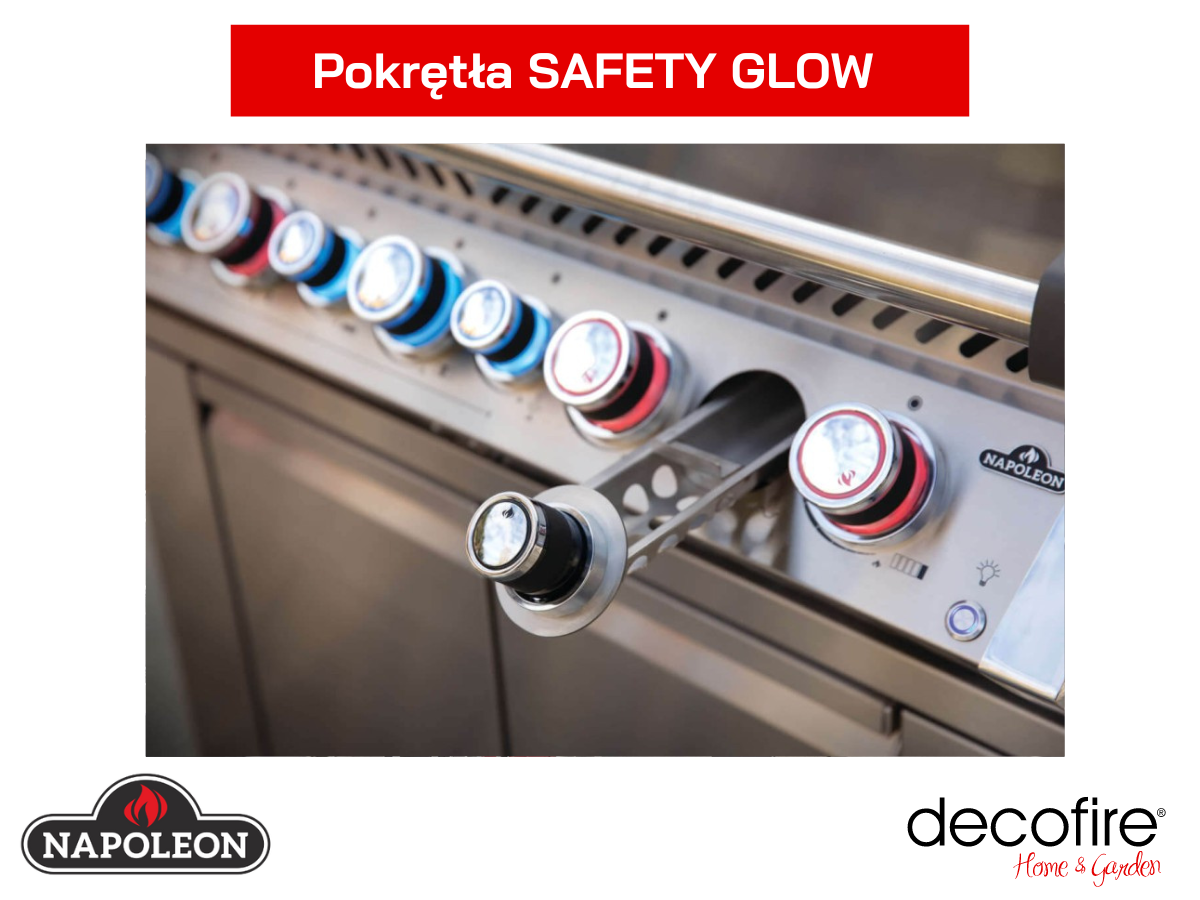 Podśietlane pokrętła Safety Glow grill Napoleon Prestige PRO 665 RSIB