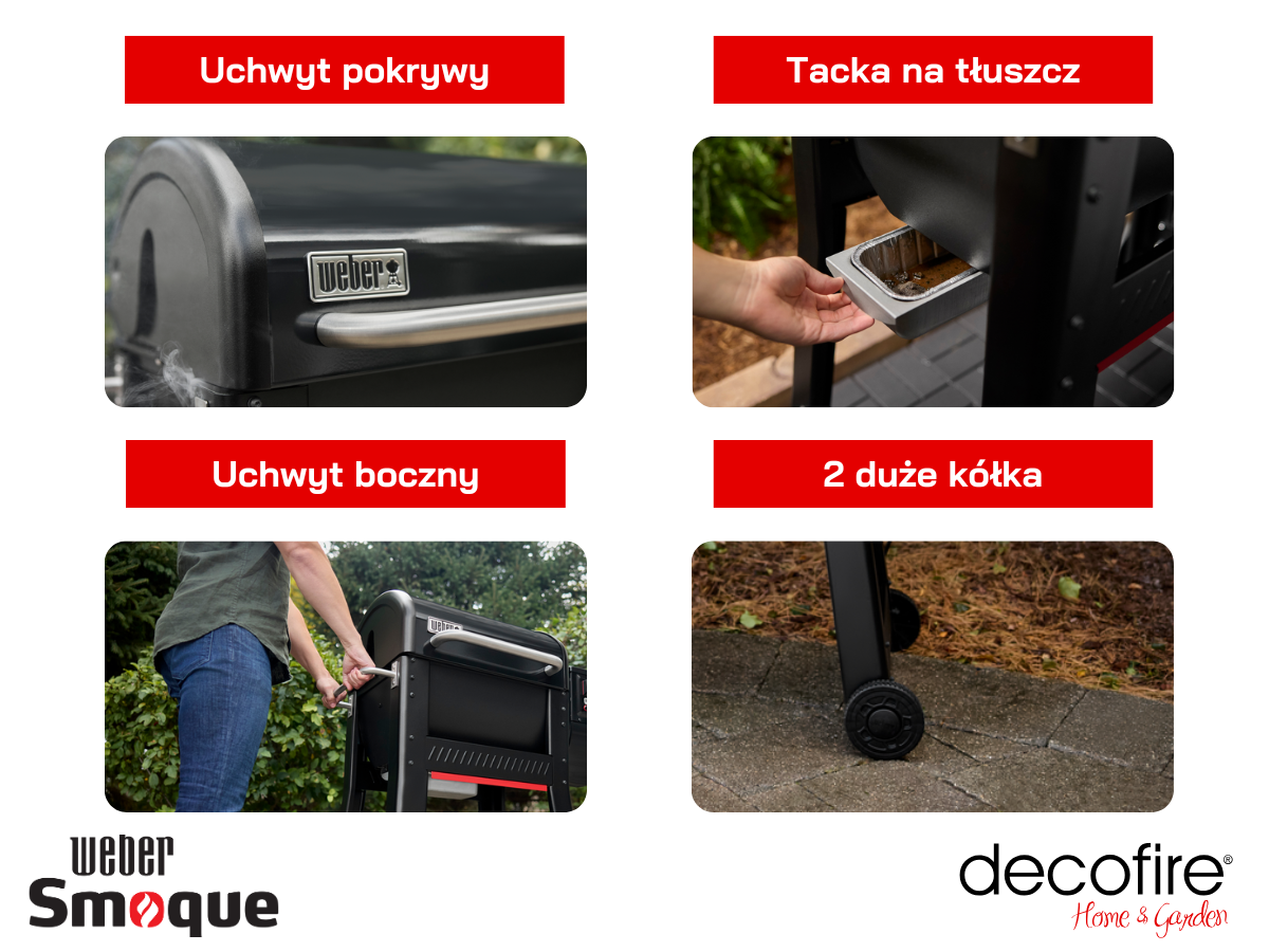 Dodatkowe udogodnienia w wędzarce na pellet Weber Smoque