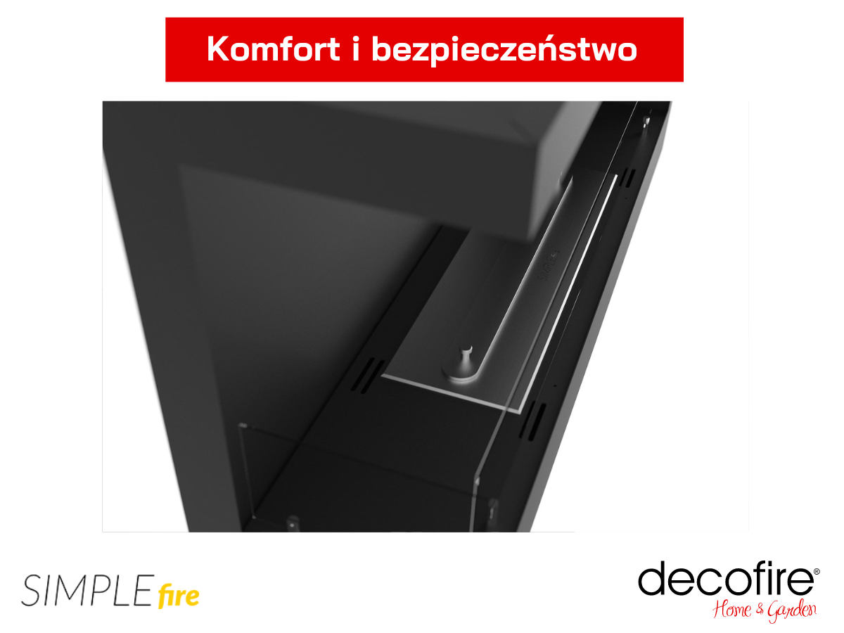 Biokominek Simple Fire CORNER 900L system bezpieczeństwa 