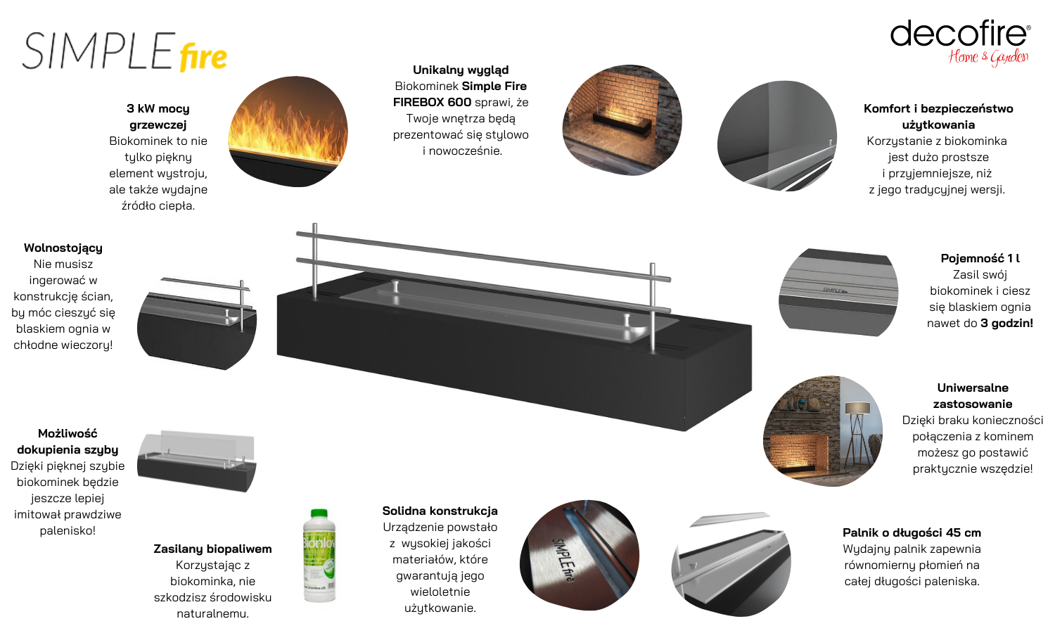 Biokominek wolnostojący Simple Fire FIREBOX 600