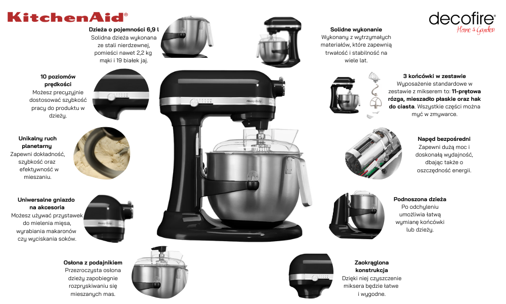 Mikser Heavy Duty 7 Onyx Black 6,9 l od marki Kitchen Aid