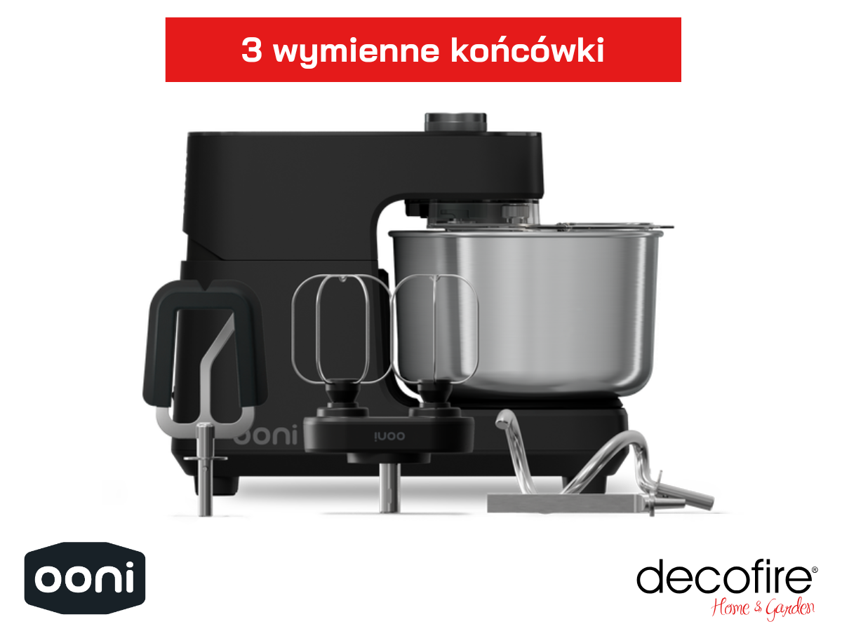 Ooni mikser spiralny Halo Core Foundry Black z 3 wymiennymi końcówkami