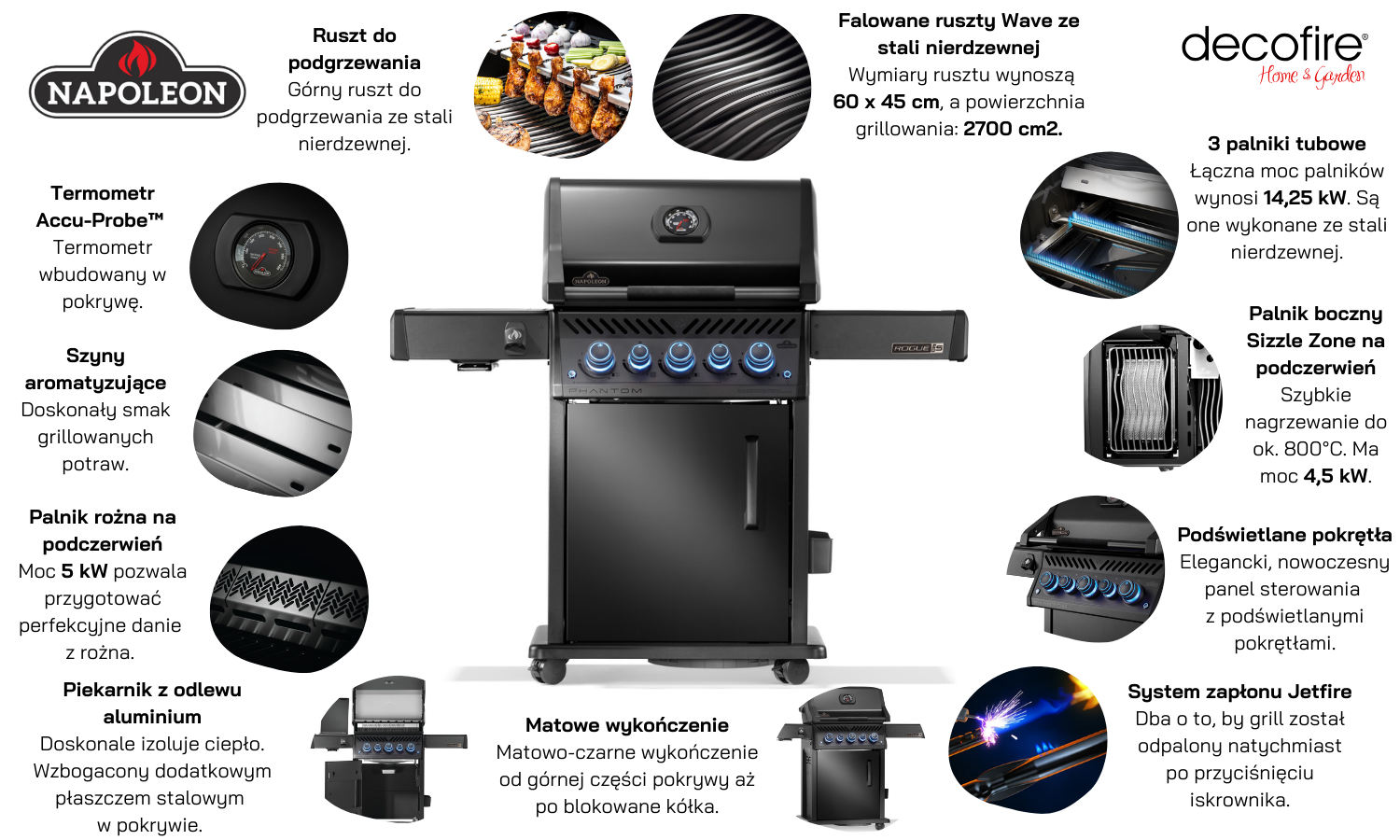 Grill gazowy Napoleon Rogue PRO-S 425 RSIB Phantom (RPS425RSIBPK-2-PL-PHM)