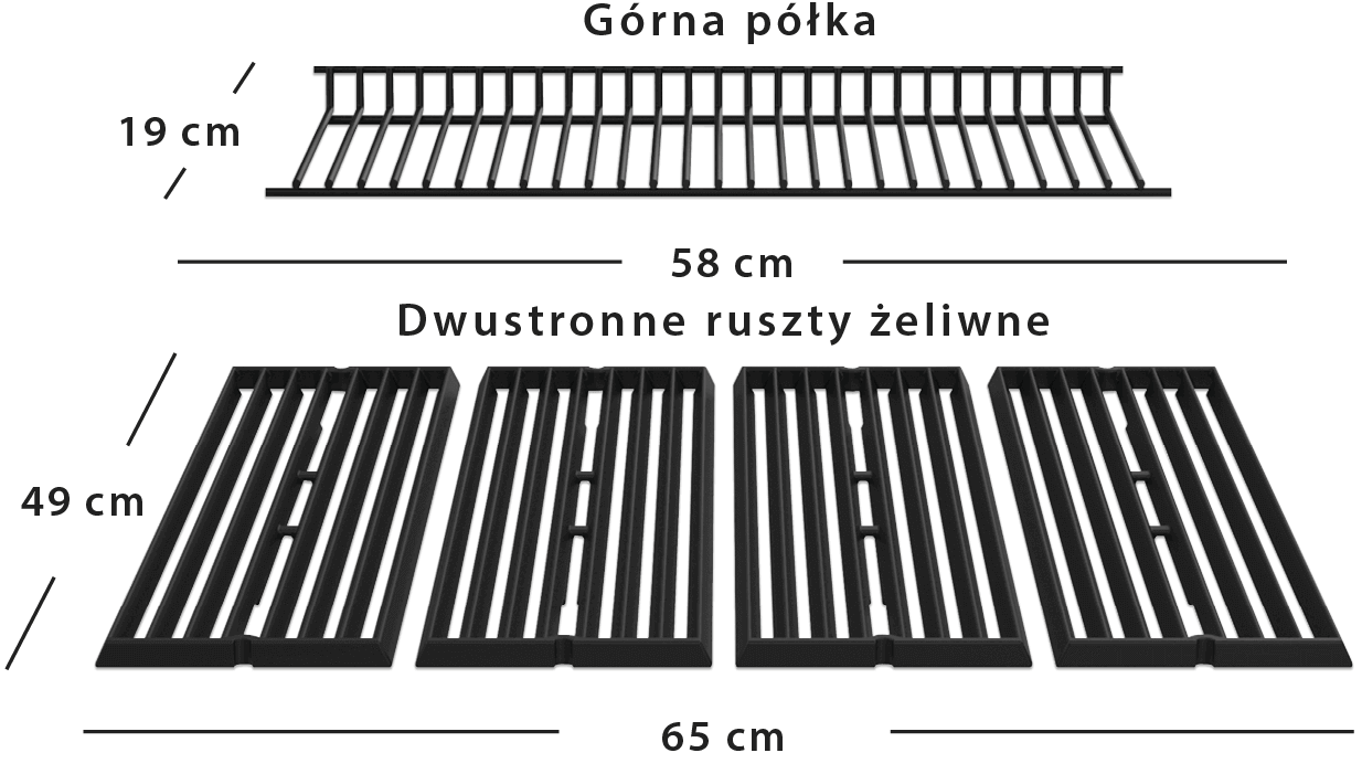 Wymiar rusztów w grillu Regal Pellet 400