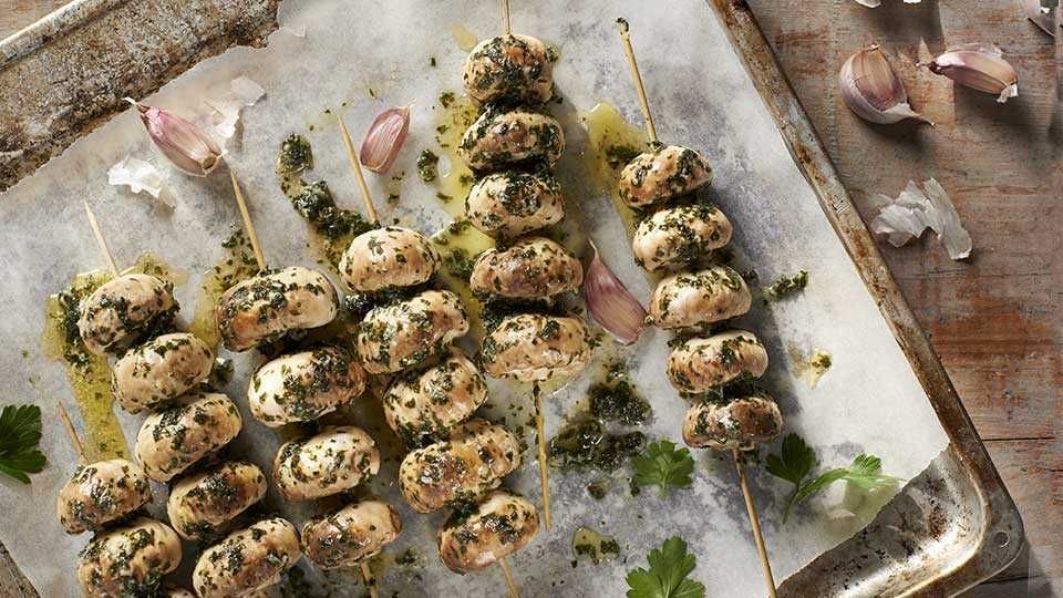 Grillowane pieczarki w soli czosnkowej