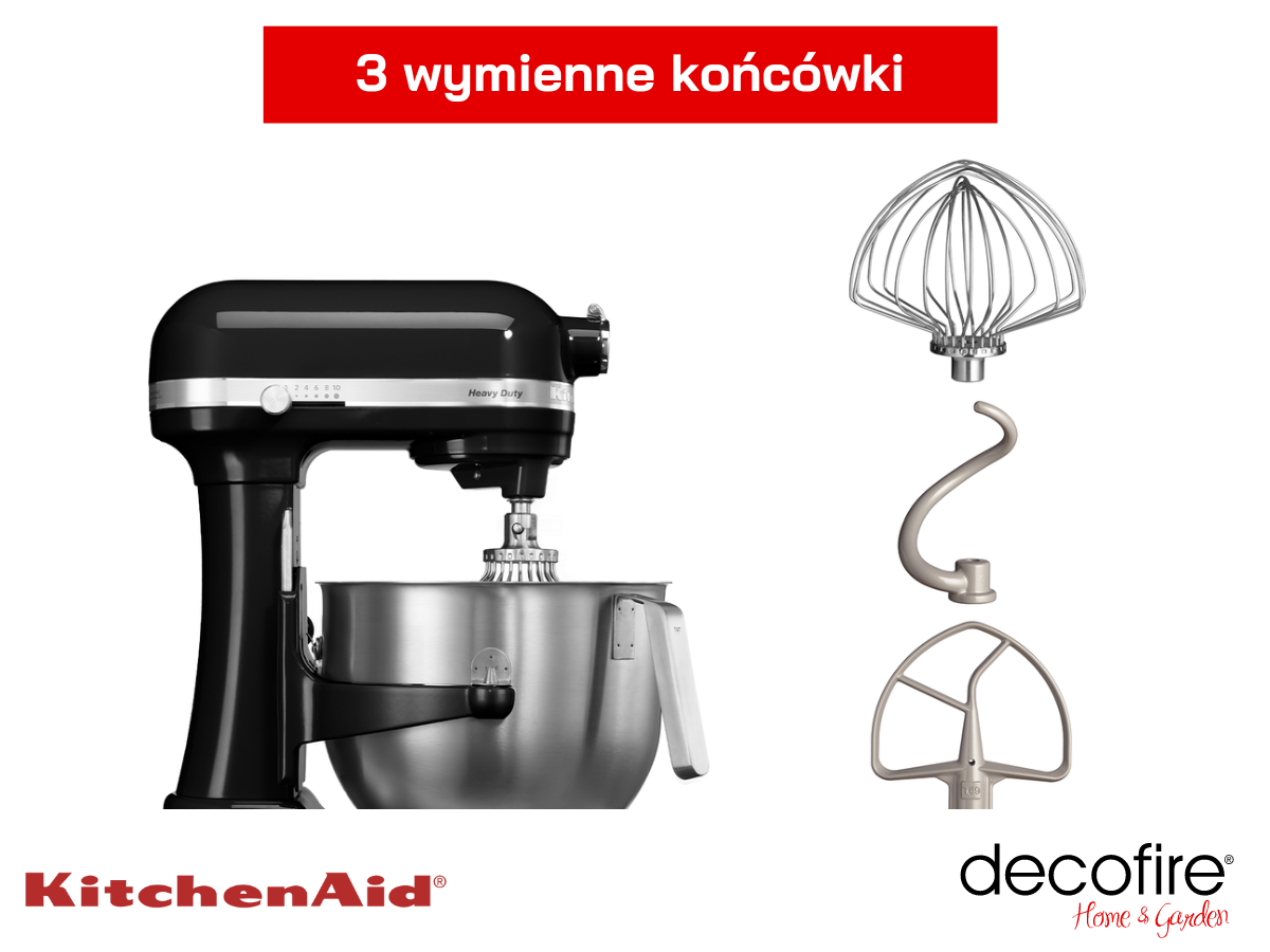 Mikser Heavy Duty 7 Onyx Black został wyposazony w trzy wymienne końcówki