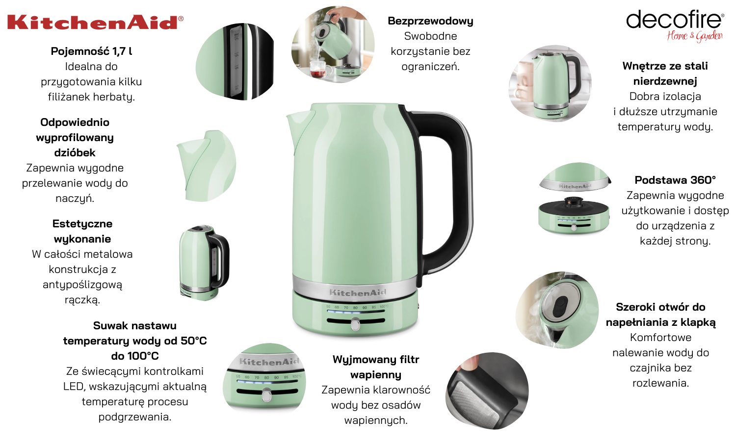 Czajnik 1,7 l Pistachio KitchenAid (5KEK1701EPT)