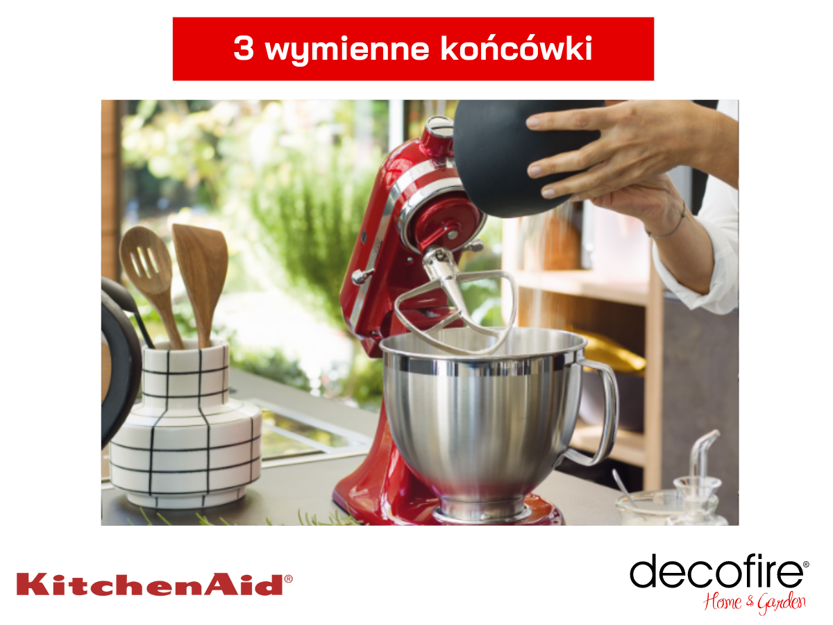 Mikser Artisan 5KSM185PS Candy Apple KitchenAid 4,8 l z 3 końcówkami 